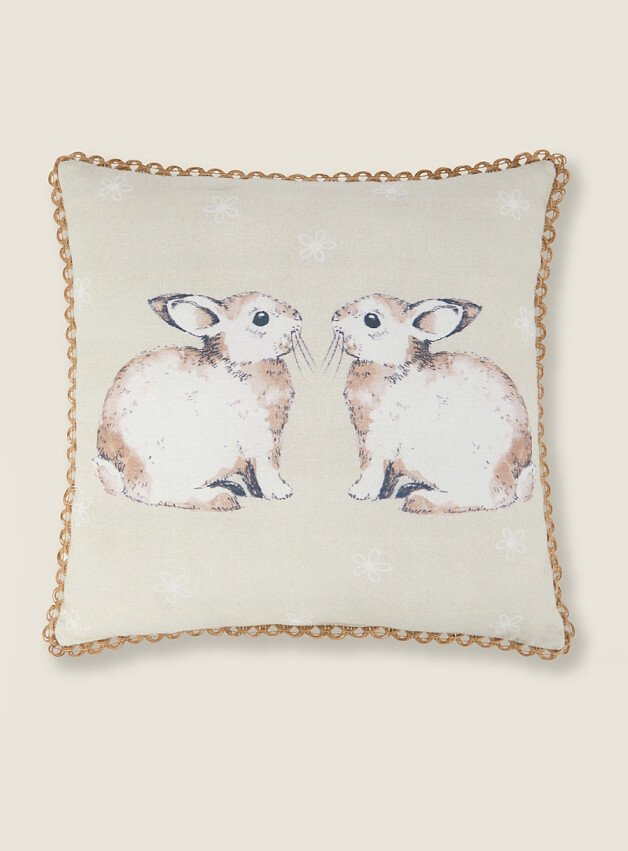Natural watercolour bunnies cushion