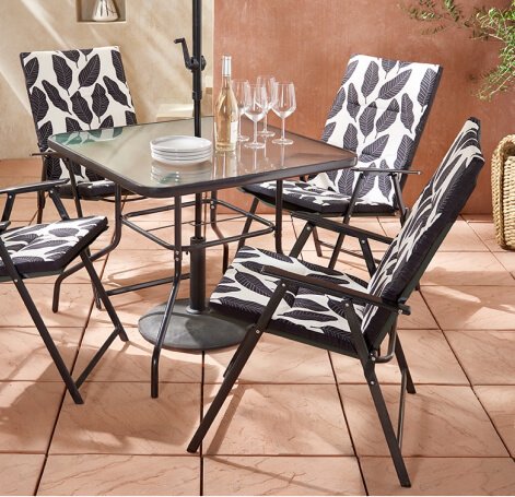 Miami Charcoal 6 Piece Patio Set with Miami Leaf Cushion Pack.