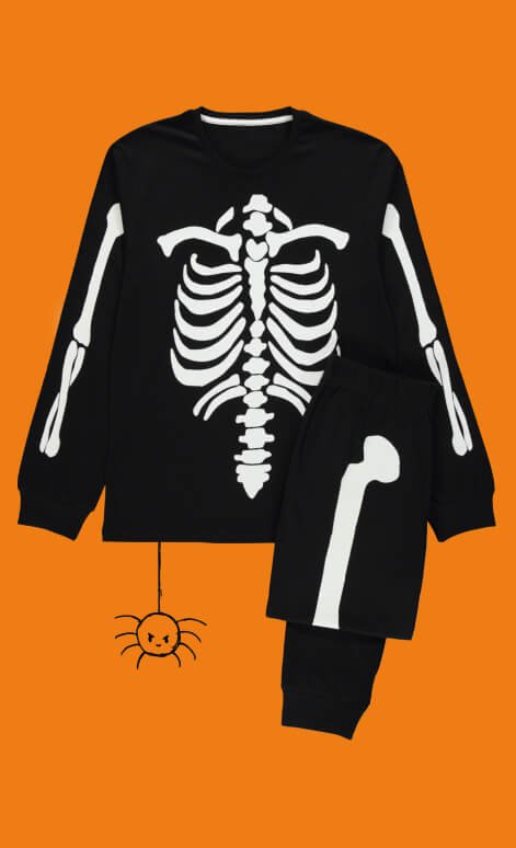 A skeleton jumper with trousers.