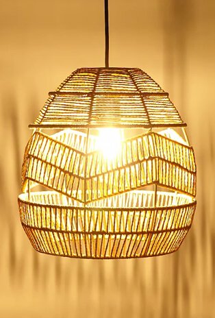 Rattan ceiling shade.