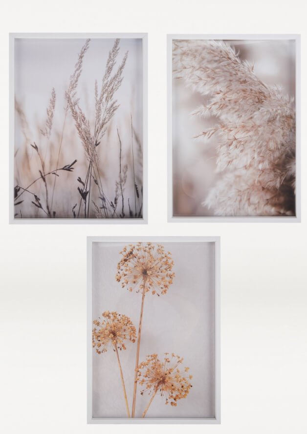 Set of three natural grass graphic prints.