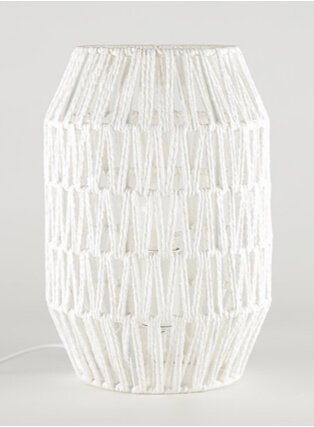 White Rattan Effect Table Lamp.