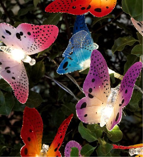 White Solar-powered Butterfly Lights.