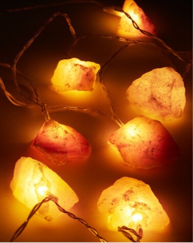 Rock salt string lights.