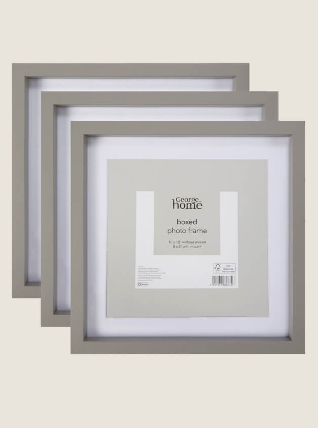 Set of three grey box frames.