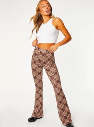 Cotton: On ribbed flare trouser in cream