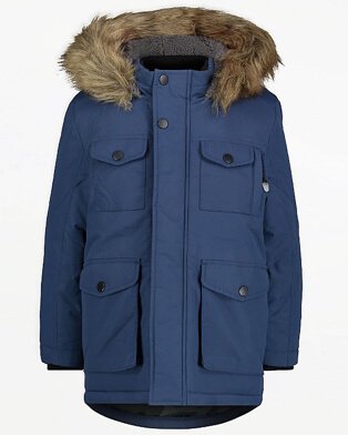 Navy Pocket Detail Padded Parka