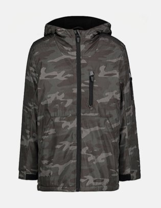 Grey Camo Print Hooded Sports Jacket.