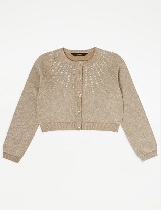 Gold Shimmering Sequin Detail Cardigan.