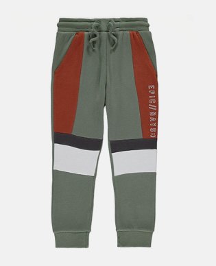 Khaki Epic Days Slogan Panelled Joggers.