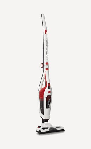Red and white tall vacuum
