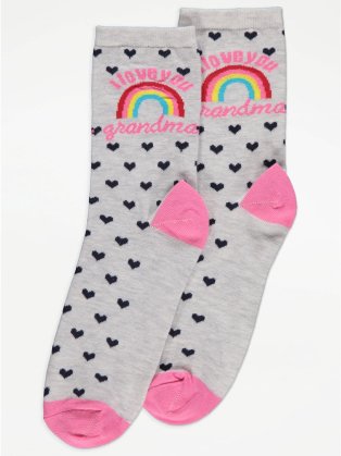 I love you grandma rainbow print socks.