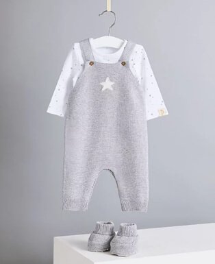 Billie Faiers Grey Star Dungarees Bodysuit and Bootees Outfit.