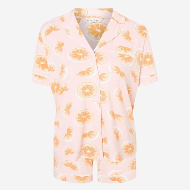 Pink Orange Print Shirt Pyjamas