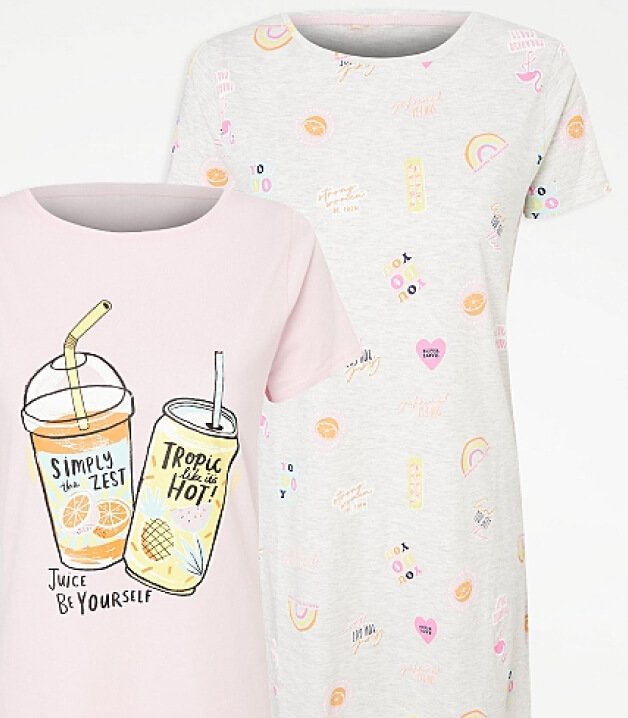 Pink Juice Graphic Print Nightdresses