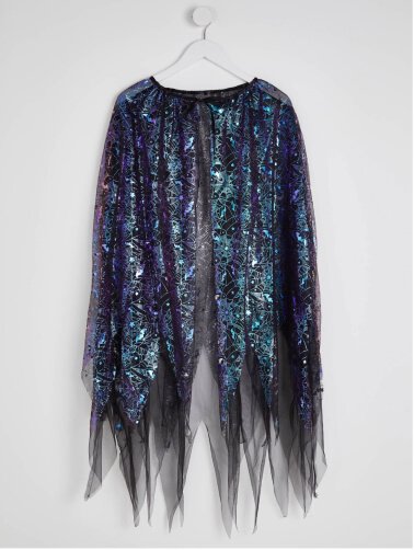 Halloween Mesh Holographic Spider Web Cape.