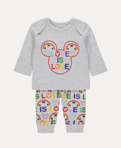 Disney Pride Love is Love Mickey Mouse grey pyjamas.