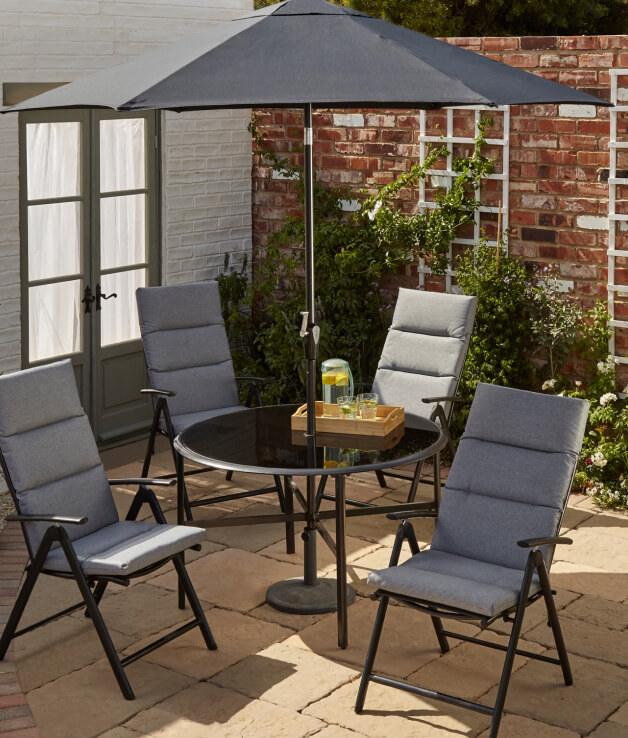 Haversham Reclining 6 Piece Patio Set in Charcoal.