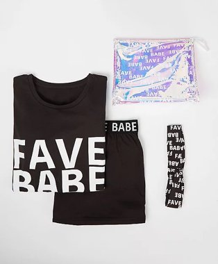 Fave babe slogan pyjamas, wash bag and headband set.