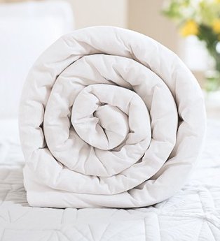 White duvet rolled up