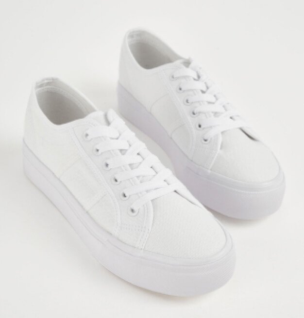 White Lace Up Flatform Trainers.