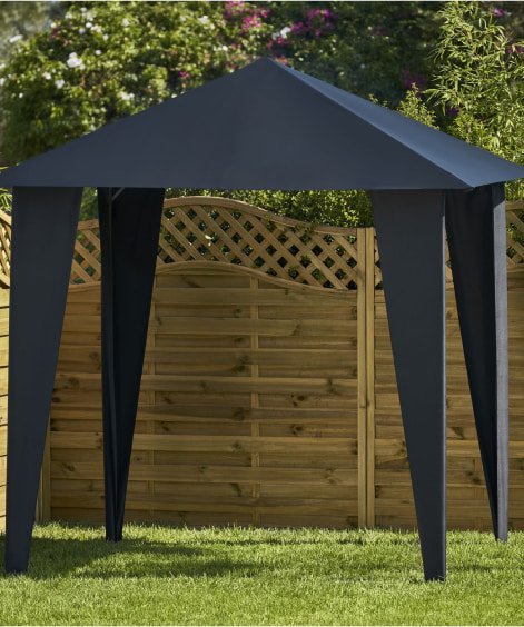 A black gazebo.