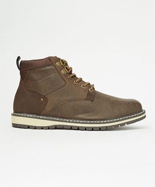 Dark Brown Aged Effect Hiker Ankle Boots.