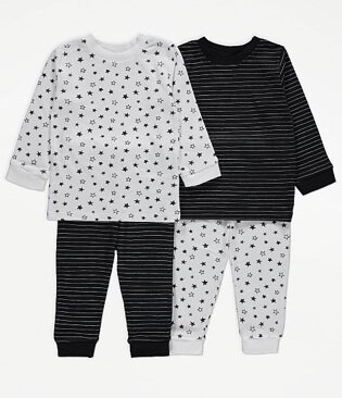 White Star Print Long Sleeve Pyjamas 2 Pack.