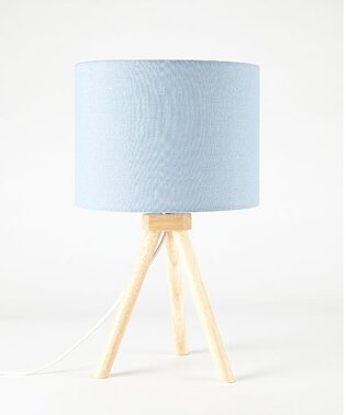 Blue Wooden Tripod Table Lamp.