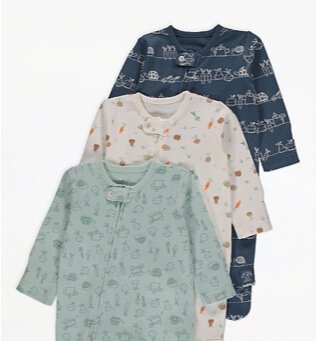 Mint Garden Print Sleepsuits 3 Pack.