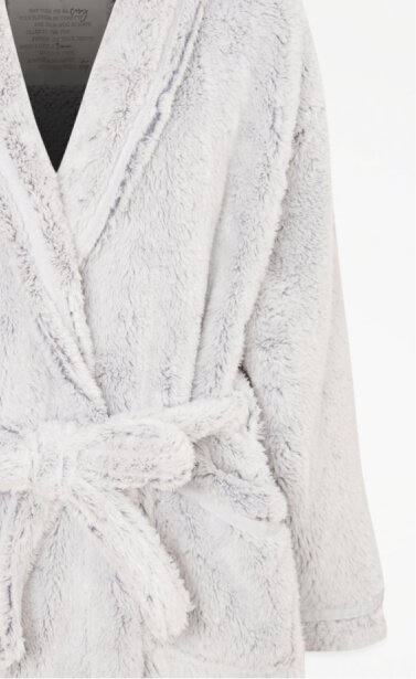 A grey frosted fleece dressing gown