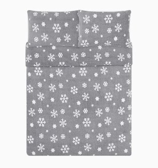 Grey Snowflake Teddy Reversible Duvet Set.