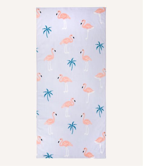 Flamingo patterned towel.