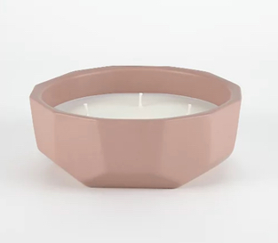 Pastel pink faceted multiwick candle