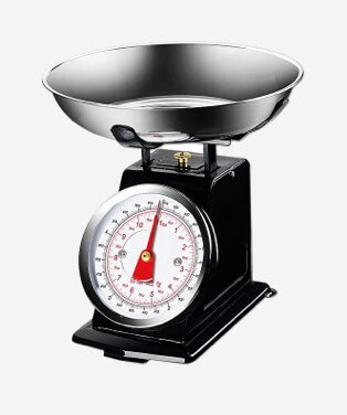 Black manual cooking scales.