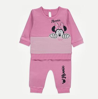 Pink Disney Mickey Mouse jumper and joggers outfit.