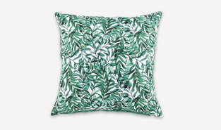 Green leaf print cushion