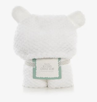 White Hooded Bear Ears Cuddle Robe.