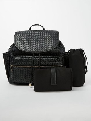 Black patterned 3 piece luggage set.