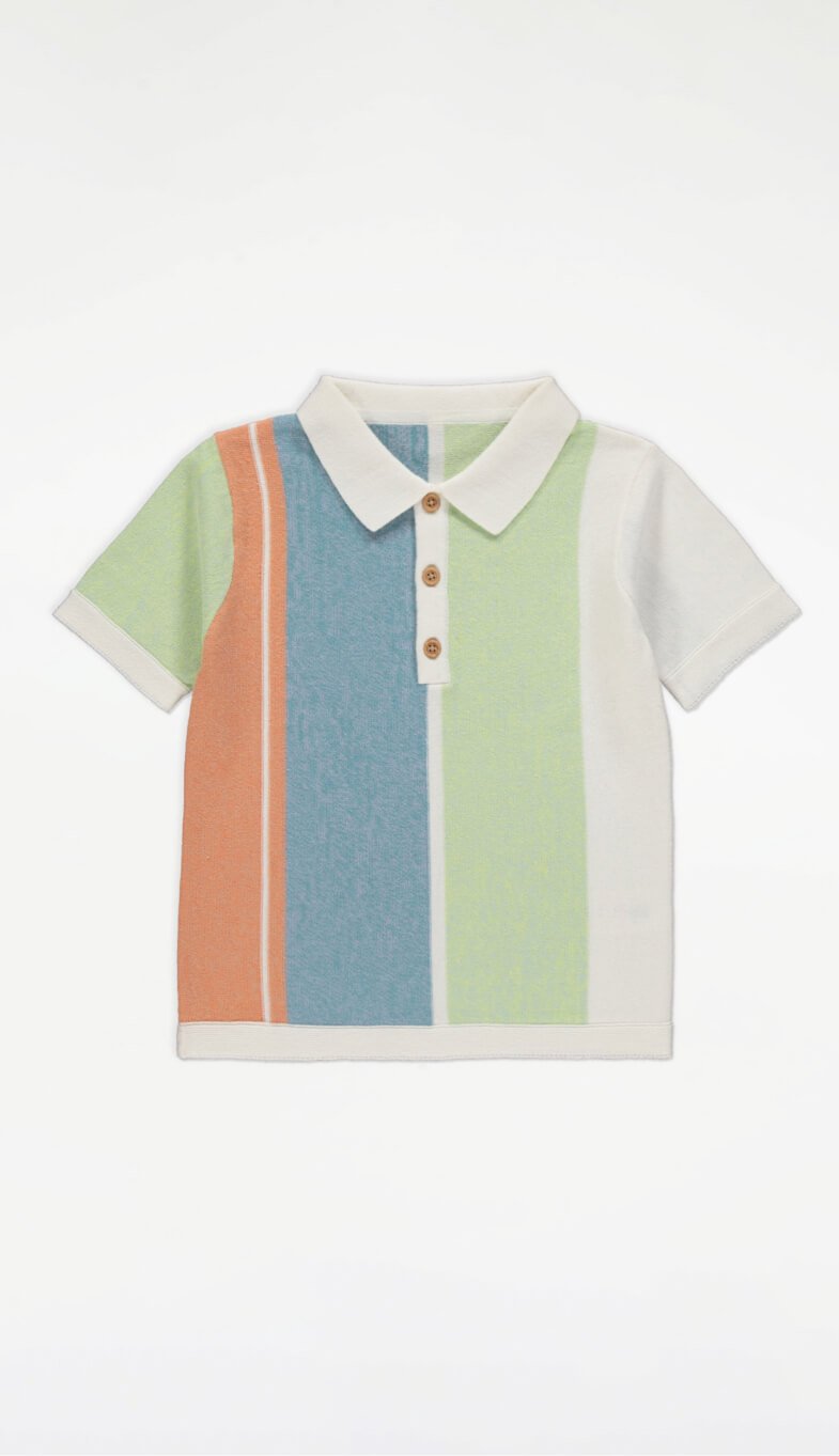 A striped polo shirt.