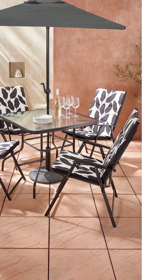 Outdoor table and chair set.