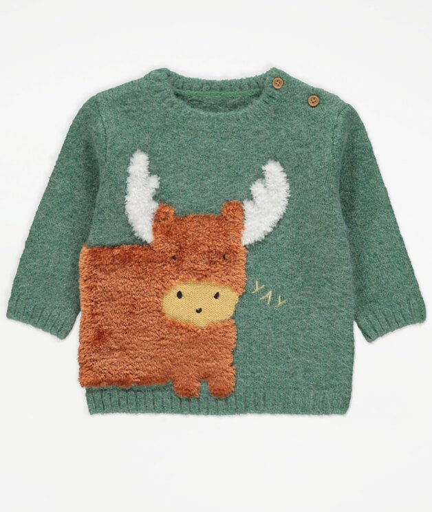 Green Yay Moose Knitted Jumper