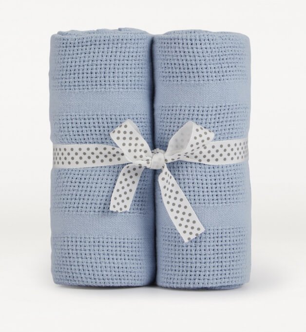 Blue Cellular Baby Shawl 2 Pack