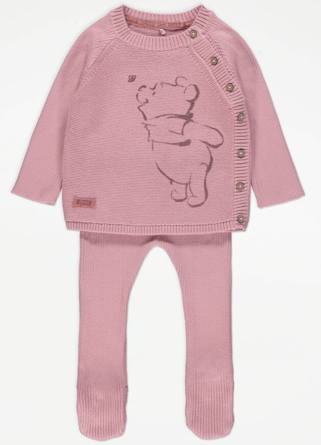Disney Winnie The Pooh Pink Knitted Cardigan and Bottoms Outfit
