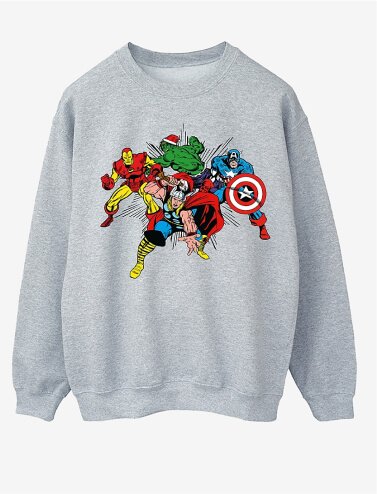Marvel Avengers Team Santa Mens Grey Sweatshirt