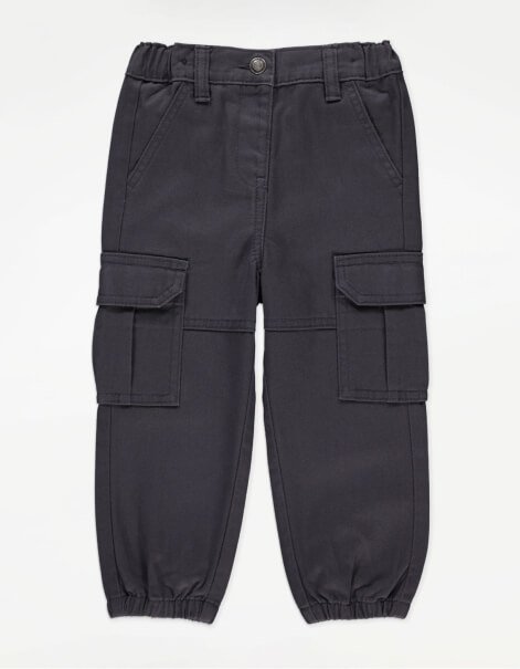 Charcoal woven cargo trousers.