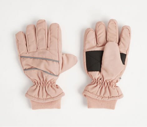 Pink ski gloves.