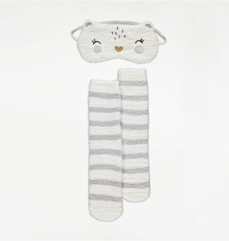 White Bear Eye Mask and Cosy Socks Gift Set