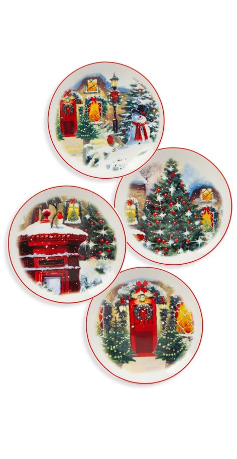 Christmas scene side plate set