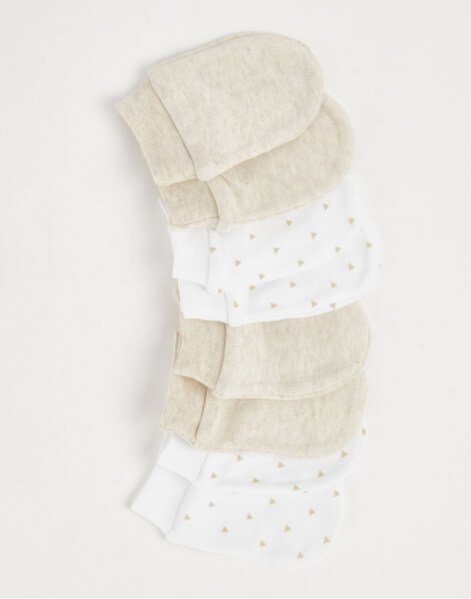 Cream Mini Triangle Baby Scratch Mittens 4 Pack